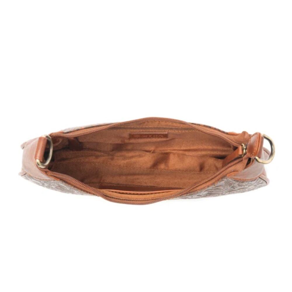 NWT Boutique Western Heritage Vine Embossed Brown Leather Mini Bag - Picture 4 of 4